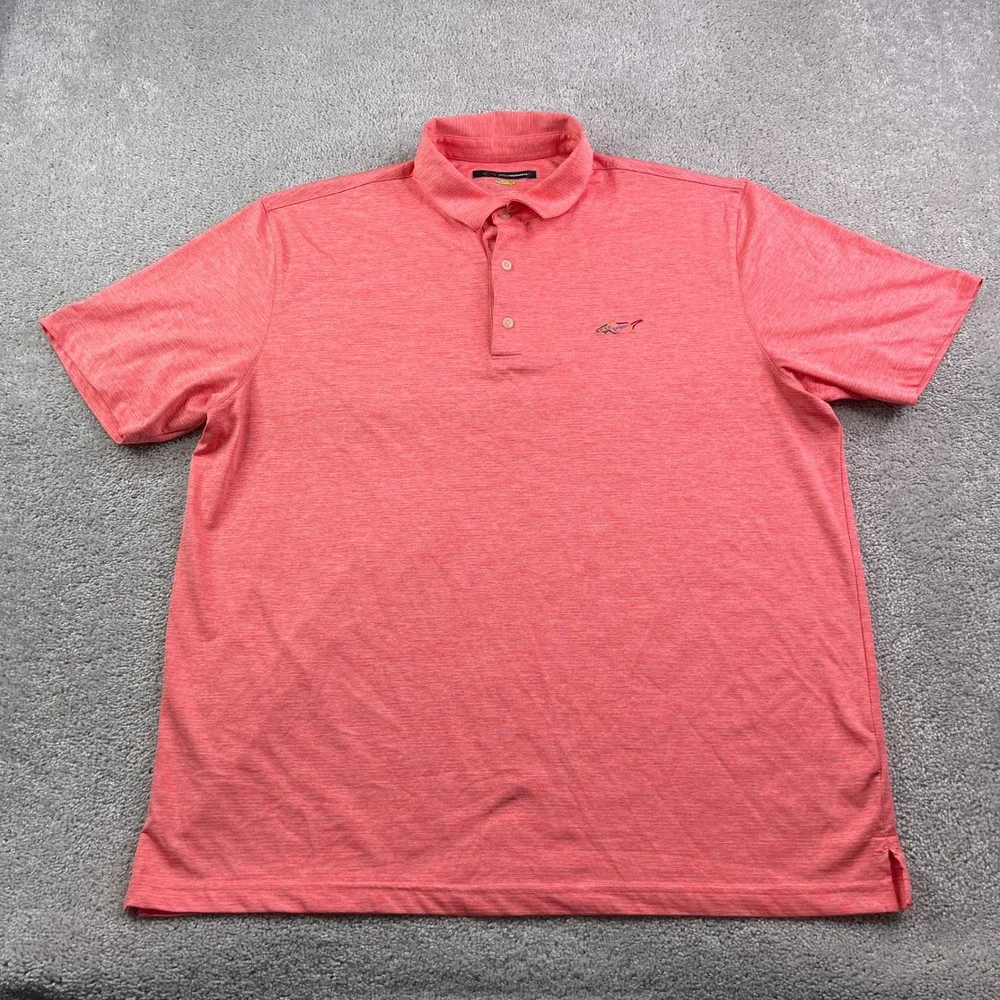 Greg Norman Polo Shirt Mens 2XL Pink Heathered PlayDry Performance Golf Shark